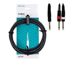 GEWA Cable en Y Basic Line 1,5 m, negro, 1x clavija estéreo de 6,3 mm - 2x clavija mono de 6,3 mm, 190100