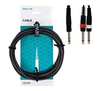 GEWA Cable en Y Basic Line 16 m, negro, 1x clavija estéreo de 6,3 mm - 2x clavija mono de 6,3 mm, 190110