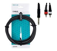 GEWA Cable en Y Basic Line 3 m, negro, 1x clavija mono de 6,3 mm - 2x cinch, 190145