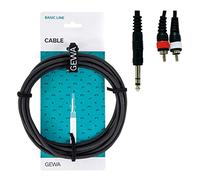 GEWA Cable en Y Basic Line 3m, negro, 1x clavija estéreo de 6,3 mm - 2x cinch, 190155