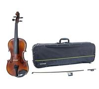 GEWA Conjunto de violín Allegro VL 1 para zurdos - 4/4 listo para tocar, arce europeo macizo y abeto europeo, barnizado a mano, arco de Carbon, cuerdas Larsen Aurora, estuche rígido para violín
