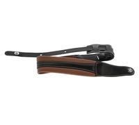 GEWA Correa para guitarra serie Prestige, cuero auténtico, ancho 85 mm, largo 103-139 cm, cierres de seguridad - cromados, marrón/negro - marrón/negro, 1 par de cierres de seguridad F&S incluidos