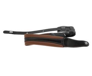 GEWA Correa para guitarra serie Prestige, cuero auténtico, ancho 85 mm, largo 103-139 cm, cierres de seguridad - cromados, marrón/negro - marrón/negro, 1 par de cierres de seguridad F&S incluidos