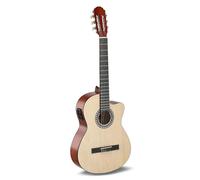 GEWA E-Acústica Guitarra Clásica Básica - Classic Electro - 4/4 - Cuerpo de Tilo - Pastilla EQ de 4 bandas con afinador - Cutaway - Color Natural