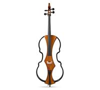 GEWA E-Cello Novita 3.0-4/4 - violonchelo electrónico con marco de carbono, cuerpo de madera maciza y sistema de preamplificador, marrón dorado