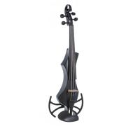 GEWA E-Violin, violín electrónico, Novita 3.0 negro con adaptador para apoyos de hombro, 4 cuerdas