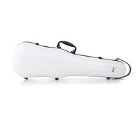 GEWA Estuche para violín de policarbonato tamaño 4/4 - 1/2, blanco, interior negro, 2 correas de mochila desmontables, bolsa de accesorios, suspensión acolchada, asa lateral adicional