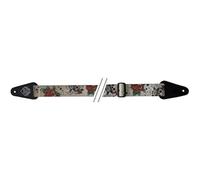 GEWA Fire&Stone 531041 - Correa para guitarra, diseño cráneos y rosas, color blanco