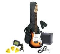 PURE GEWA Guitarra eléctrica Pack sunburst 3 tonos RC-100 con amplificador, estuche, afinador, correa, cable, cuerdas, puas