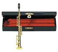 GEWA instrumento en miniatura - Saxofón soprano de latón - pulido en color dorado - longitud aprox. 15 cm - instrumento decorativo en estuche - idea de regalo