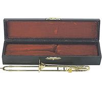 GEWA instrumento en miniatura - Trombón de latón - pulido en color dorado - longitud aprox. 15 cm - instrumento decorativo en estuche - regalo para músicos