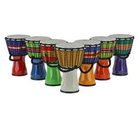 GEWA Liberty Djembé Cuerda Afinada - Tamaño (diámetro): 7« (17,8 cm), Altura: 12,5» (31,5 cm) - Número de Cordeles: 14 - Juego: Colores - blanco, morado, naranja, azul, amarillo, rojo, verde