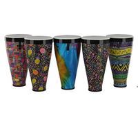 GEWA Liberty Timbau Tambores apilables - Tamaño (diámetro): 9« (22,8 cm), altura: 18» (45 cm) - Juego de 5: Colores - Crazy Neon, Piña, Abstracto, Batik, Sarong