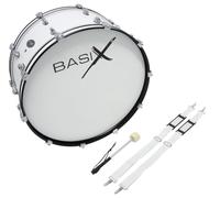 GEWA Marching Bassdrum, Tambor de marcha 24 x 10", casco de madera blanco, incl. correa y mazos