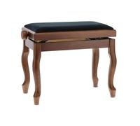 GEWA Pianobank Deluxe Classic (Madera Maciza, Carga de Rotura de 2 toneladas, Asiento de 52x30 cm, Mecanismo de Tijera preciso, Altura de 45 a 57 cm), Nogal Mate