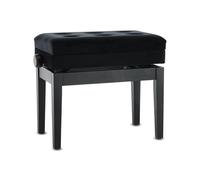 GEWA Pianobank Deluxe Compartment (madera maciza, carga de rotura de 2 toneladas, asiento de 52x30 cm, mecanismo de tijera preciso, altura de 48 a 57 cm), negro mate