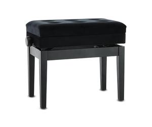 GEWA Pianobank Deluxe Compartment (madera maciza, carga de rotura de 2 toneladas, asiento de 52x30 cm, mecanismo de tijera preciso, altura de 48 a 57 cm), negro mate