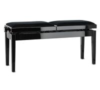 GEWA Pianobank Deluxe Double (Ajuste Suave de la Altura Mediante un preciso Mecanismo de Tijera, de Madera Maciza, Duradero y Robusto, Alta Carga de Rotura), Negro Brillante