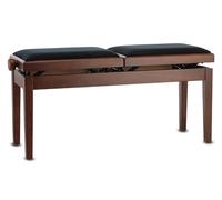 GEWA Pianobank Deluxe Double (Banco Doble, Ajuste Suave de la Altura Mediante un preciso Mecanismo de Tijera, de Madera Maciza, Duradero y Robusto, Alta Carga de Rotura), Nogal Mate
