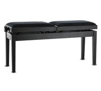 GEWA Pianobank Deluxe Double (Banco Doble, Ajuste Suave de la Altura Mediante un preciso Mecanismo de Tijera, de Madera Maciza, Duradero y Robusto, Alta Carga de Rotura), Negro Mate