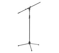 GEWA 900595 Pie de micrófono MS-30FB - Negro - Base de hierro fundido - Inserto de goma fonoabsorbente - Pies plegables - Altura 90-160 cm