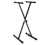 GEWA soporte de teclado KS-20B - Sistema Gear - Un solo soporte - Tubo de acero - Plegable - Altura 70-100 cm - Altura y ancho ajustables - Capacidad de carga hasta 25 kg - Peso 3,2 kg - Negro