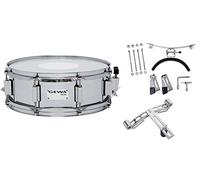 GEWA tambor de marcha pequeño, casco de acero cromado, 13 x 5", 8 tornillos tensores, parches Remo USA, incl. placa perforada y soporte de rodilla