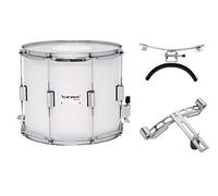 GEWA tambor de marcha/tambor de desfile, casco de abedul blanco, 14 x 10", 8 tornillos tensores, parches Remo USA, incl. placa perforada y soporte de rodilla