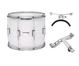 GEWA tambor de marcha/tambor tenor, casco de abedul blanco, 14 x 10", 8 tornillos tensores, parches Remo USA, incl. placa perforada y soporte de rodilla