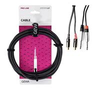 GEWA Twinkabel Pro Line, 3 m, negro, conector REAN, 2x clavija mono de 6,3 mm - 2x cinch, 190799