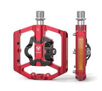GEWAGE Pedales Automáticos MTB 2 en 1 con Reflectores - Lado Plataforma y Lado de 2 Orificios, Plataforma 110 mm, 3 Rodamientos Sellados, Tensión Ajustable, Rosca 9/16"