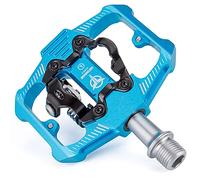 GEWAGE Pedales Automáticos MTB 2 en 1 - Lado Plataforma y Lado de 2 Orificios, Aluminio CNC, 3 Rodamientos Sellados, 6 Pines Antideslizantes, Rosca 9/16"