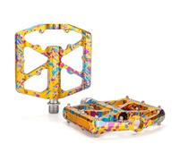 GEWAGE Pedales de Bicicleta con Reflectantes, 3 rodamientos sellados, Plataforma CNC Antideslizante de Aluminio, 9/16", para MTB, Carretera y E-Bike (Bomba Dorada)