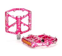 GEWAGE Pedales de Bicicleta con Reflectantes, 3 rodamientos sellados, Plataforma CNC Antideslizante de Aluminio, 9/16", para MTB, Carretera y E-Bike (Pink Splash)