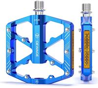 GEWAGE Pedales de Bicicleta con Tiras Reflectantes, 3 rodamientos sellados Plataforma de Bicicleta de Aluminio CNC Antideslizante Pedales de 9/16 "para Bicicleta de Carretera MTB E-Bike. (Azul)