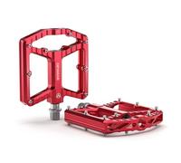 GEWAGE Pedales MTB - Aluminio mecanizado CNC, Gran Superficie de Apoyo,rodamiento de Agujas + rodamiento 638, Arenado & anodizado, Ideal para Mountain Bike & Gravel (Rojo)