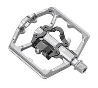 GEWAGE Pedales para Bicicleta de montaña-Pedales Planos para Bicicleta de Doble función y Pedales SPD-Pedales de Plataforma de 9/16" compatibles con SPD para bicicletade montaña de Carretera(Plata)