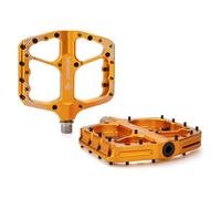 GEWAGE Set de Pedales MTB - Pedales de Bicicleta CNC de Aluminio, rodamiento de Bolas & Sistema de Sellado para Mountain Bike, Gravel, Trekking - Ideal para Downhill & Trail (Gold)