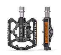 GEWAGE SPD Pedales de Bicicleta，2 en1 Doble función Plana y SPD Pedales con Reflector，9/16 Pulgadas CrMo Eje para Bicicletas MTB, Bicicletas de Carretera y E-Bikes. (Black)