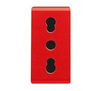 Gewiss Enchufe estándar italiano de 250 V CA, para líneas dedicadas, 2P+T 16A bivalente, P17-11, 1 módulo, rojo, System