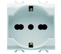 Gewiss GW10204DY Serie Chorus - Enchufe estándar italiano/alemán 250 V CA, 2P+T 16 A bivalente, 2 módulos, blanco, 1 unidad