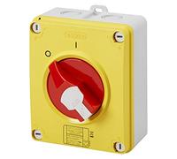 GEWISS - Interrutador de seccionador, HP - emergencia, en caja aislante, 25 A, 2 P, mango rojo candable, IP66/67/69