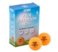 GEWO AWR Outdoor 40+ - Pelotas de Ping Pong de Mesa de plástico Resistentes al Agua para Exteriores, Resistentes a la Intemperie, 40 + mm de diámetro, 6 Unidades, Color Naranja
