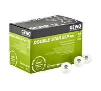 GEWO Double Star SLP - Pelotas de Tenis de Mesa (2 Estrellas, plástico, sin Costuras, 72 Pelotas de Tenis de Mesa, 40 + mm de diámetro), Color Blanco