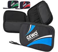 GEWO Funda Doble Master - Funda para Raqueta de Ping Pong para 2 Raquetas - Bolsa de Nailon con Compartimentos Acolchados - Protección Completa con Correa de Transporte, 32 cm, Color Azul