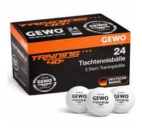 GEWO Pelotas de Tenis de Mesa Training 40+ - 3 Estrellas de plástico ABS con Costura - Pelotas de Ping Pong, diámetro 40 + mm, Paquete de 24 Unidades, Color Blanco