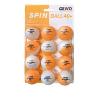 GEWO Spinballs 40+ - Pelotas de Ping Pong de plástico con Costura para Entrenamiento de spin, 12 Pelotas de Tenis de Mesa, 2 Colores, 40 + mm