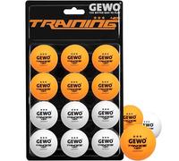 GEWO Training 40+ - Pelotas de Tenis de Mesa (3 Estrellas, plástico ABS con Costura), Bolas de Entrenamiento, diámetro 40 + mm, Paquete de 12 Unidades, Color Naranja y Blanco