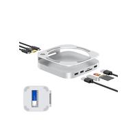 GEWOKLIY Base Mac mini M4, soporte y concentrador de aluminio para Mac mini M4 y M4 Pro 2024 con carcasa SSD M.2 NVMe, HDMI 4K 60Hz, 2 USB-A 10 Gbps, lectores de tarjetas SD/TF, datos USB 2.0 (MC60H)