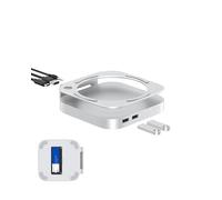 GEWOKLIY Base Mac mini M4, soporte y concentrador de aluminio para Mac mini M4 y M4 Pro 2024 con carcasa SSD M.2 NVMe, HDMI 4K 60Hz, 2X USB-A 10Gbps, lectores de tarjetas SD/TF, datos USB 2.0 (MC60